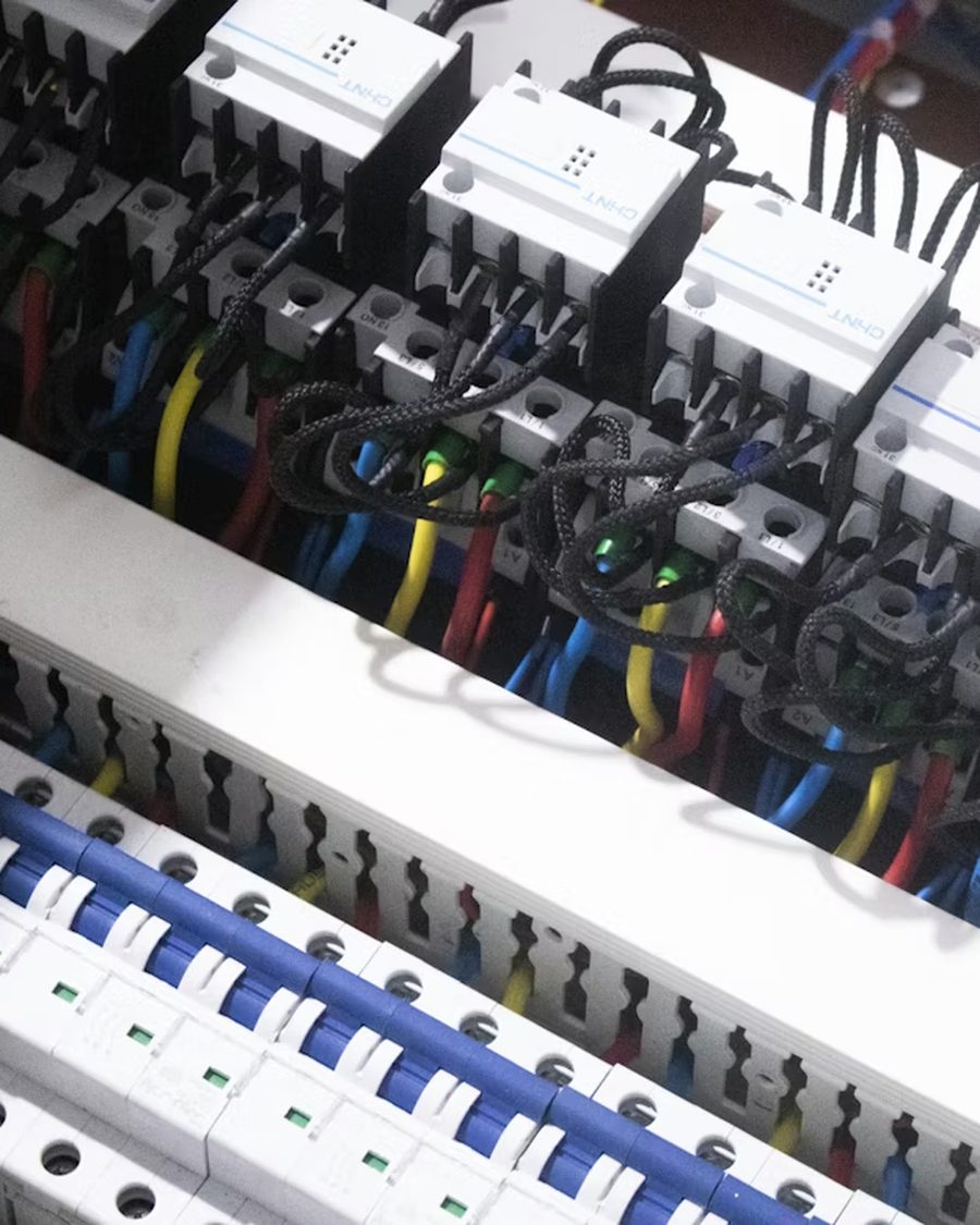 Mains in — feed cabling